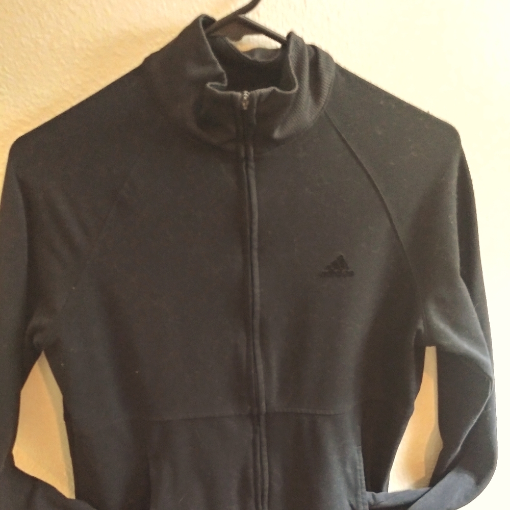 Black Adidas zip up jacket Sz Small